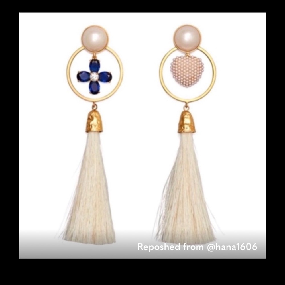 Tory Burch Sale Bundle of clover necklace & pearl Tassel Charm earrings set